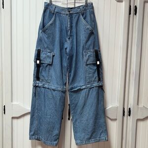 90s JNCO MAC GEAR Wide Leg Denim Cargo Jeans 32 Vintage Rollerblade Baggy